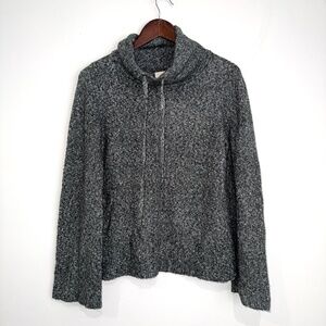 LOFT Womens Medium Dark Gray Turtleneck Drawstring Long Sleeve Cozy Sweater HH3